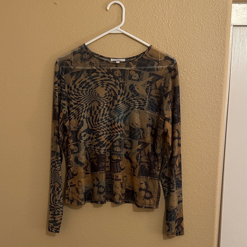 Miaou Brown and Black Graphic Blouse